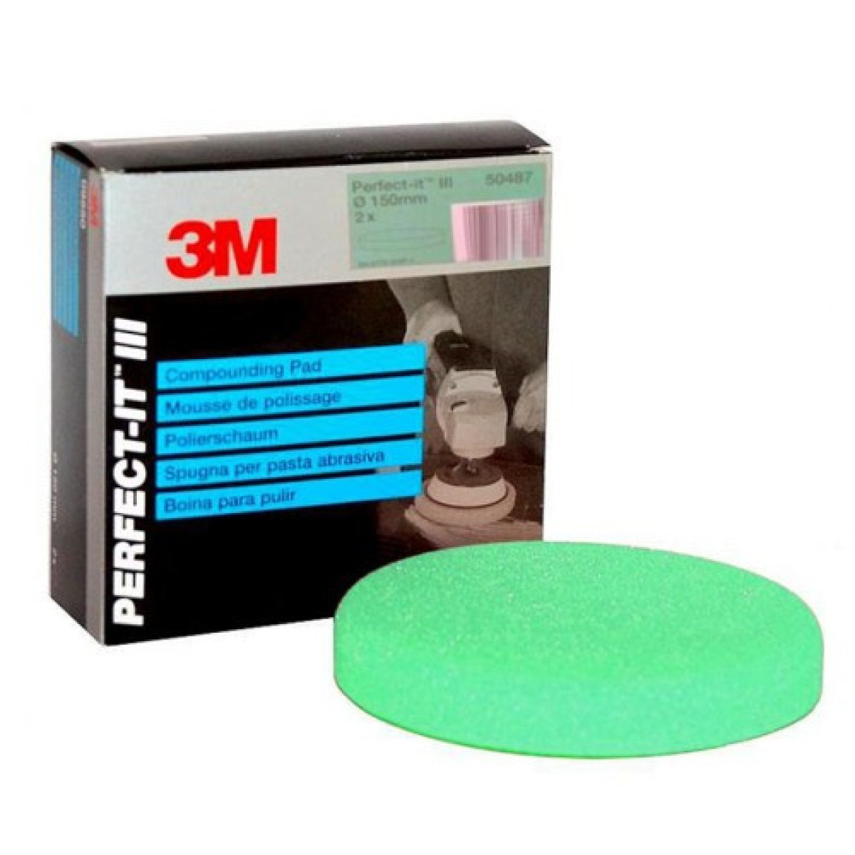 3M Perfect-It III Compounding Pad Green, pulēšanas sūklis, zaļš, 150 mm