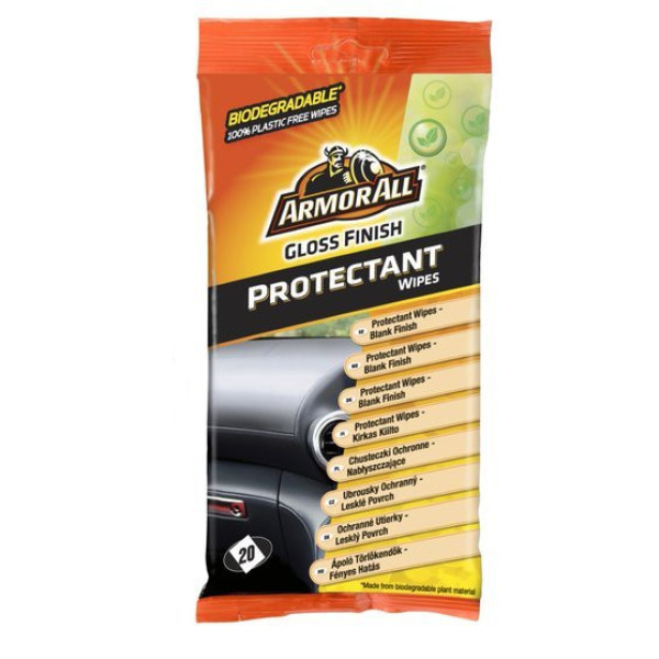 ARMORALL Dash gloss flow wipes, Salvetes plastmasai, vinilam ar spīdumu, 20 gab.