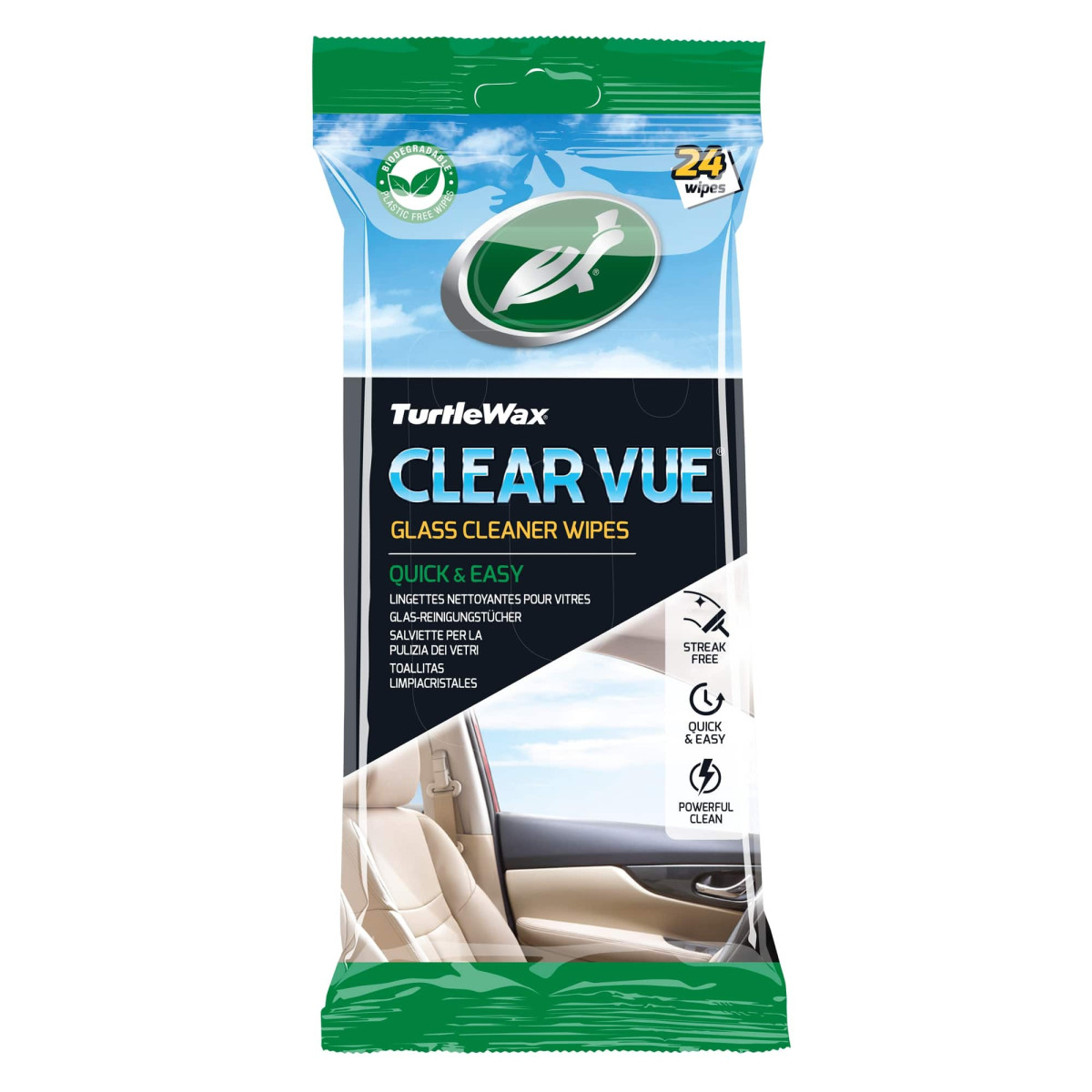 TURTLE WAX Clear vue glass wipes 24PK X6, stikla tīrīšanas salvetes, 24 gab.
