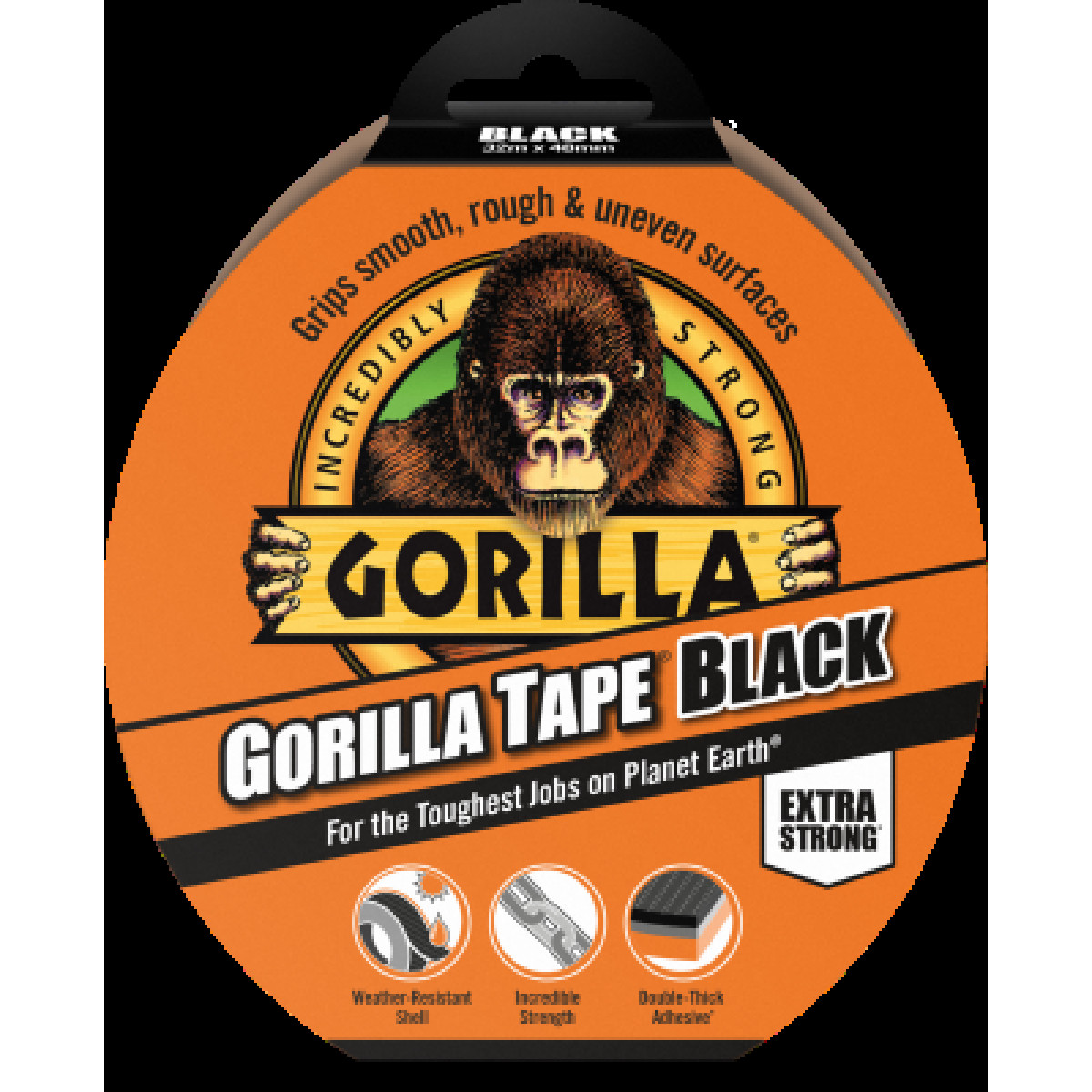 Gorilla Tape Black, līmlente, melna, 32mx48mm
