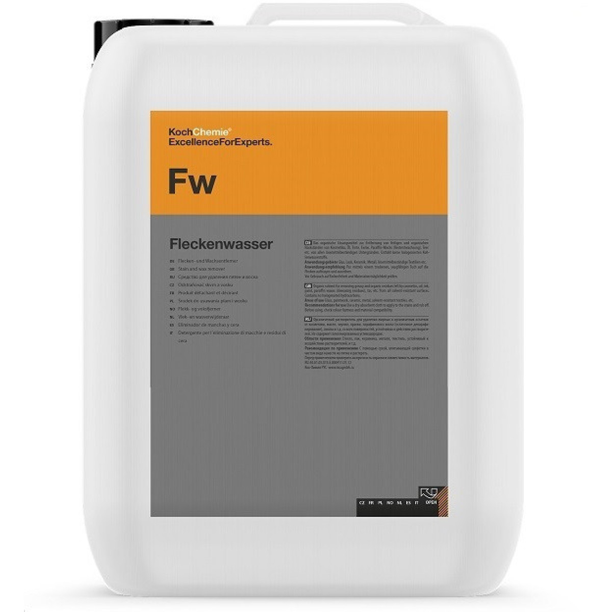 KOCH CHEMIE Stain and Wax Remover Fleckenwasser Fw, traipu un vaska tīrītājs, 10L