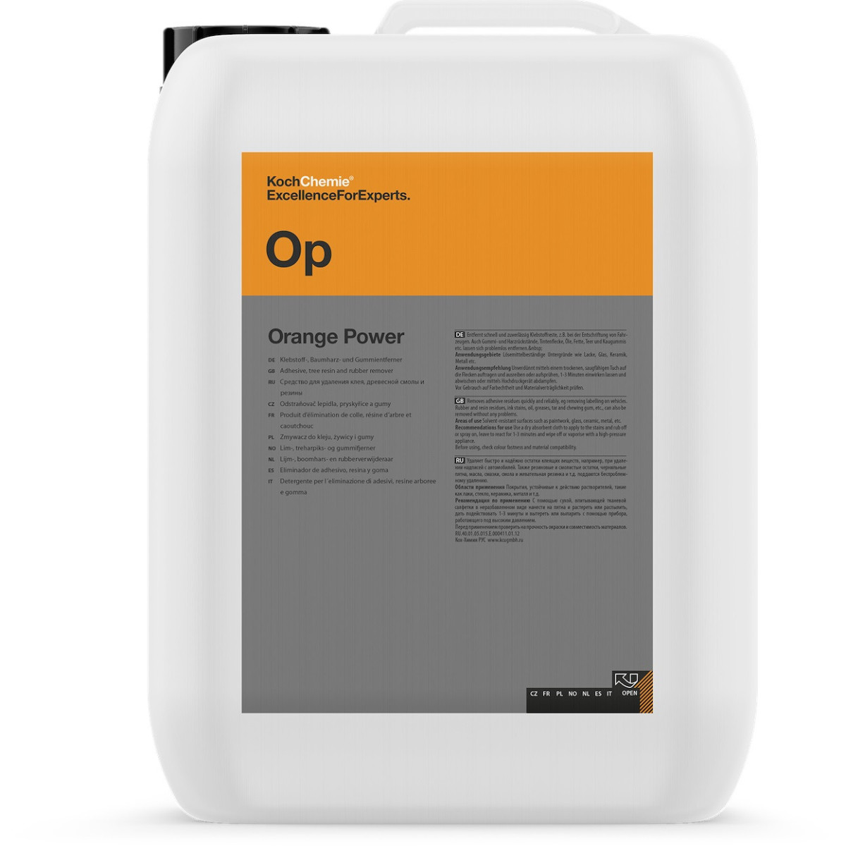 KOCH CHEMIE Adhesive&Rubber Remover Orange Power Op, līmes, sveķu un košļājamās gumijas noņēmējs, 10L