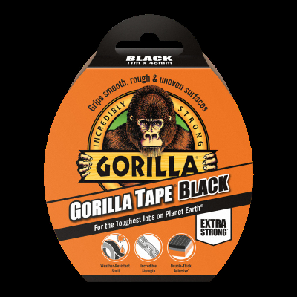 Gorilla Tape Black, līmlente, melna, 11mx48mm