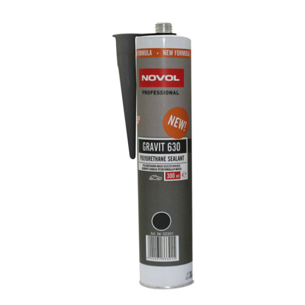 NOVOL Gravit 630 Elastic Polyurethane Sealant - Black, elastīgs poliuretāna hermētiķis, melns, 300ml