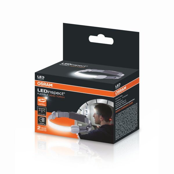 OSRAM ACE Flexible Head Torch, uz galvas montējama pārbaudes lampa