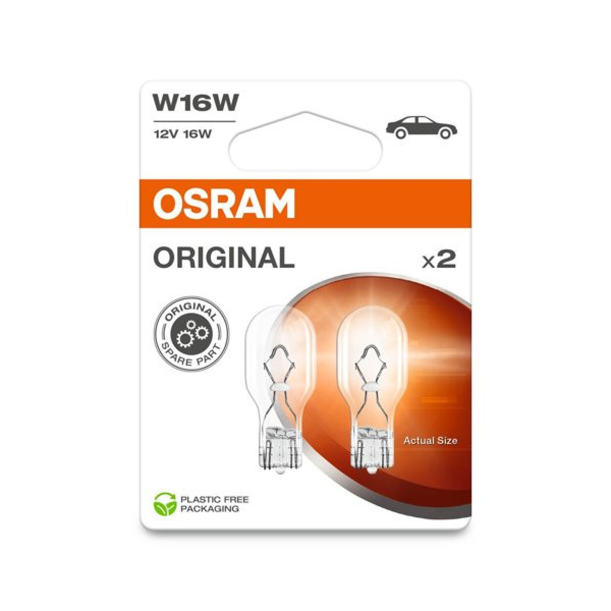 OSRAM automašīnas spuldze, 16W 12V W2.1X9.5, 2 gab.