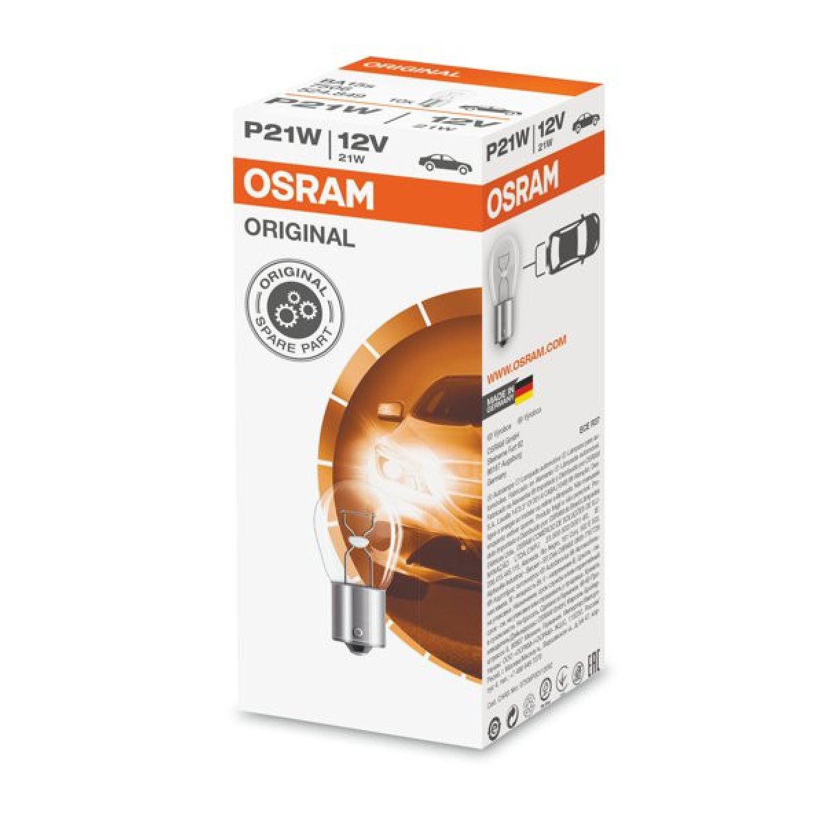 OSRAM automašīnas spuldze 21W 12V BA15S, 1 gab.