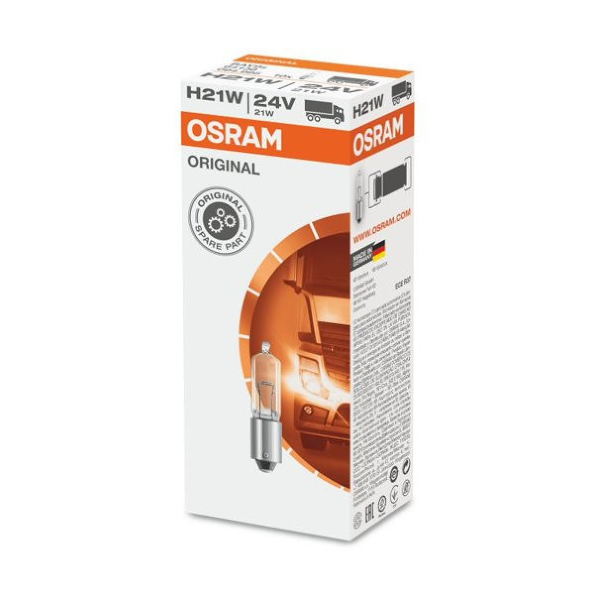OSRAM automašīnas spuldze 21W 24V BAY9S, 1 gab.