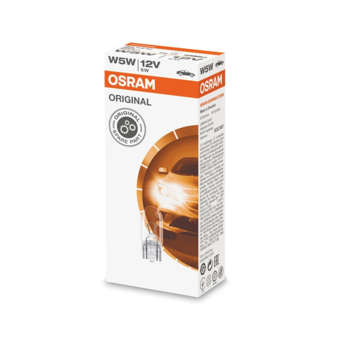 OSRAM automašīnas spuldze 5W 12V W2.1x9.5D, 1 gab.