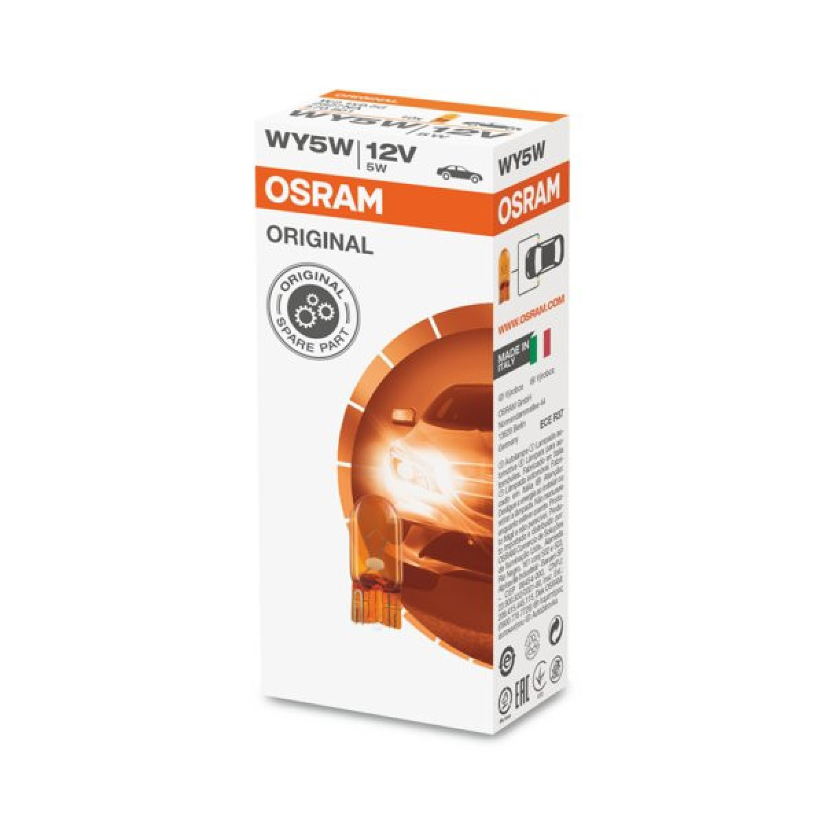 OSRAM automašīnas spuldze dzeltena 5W 12V W2.1x9.5D, 1 gab.