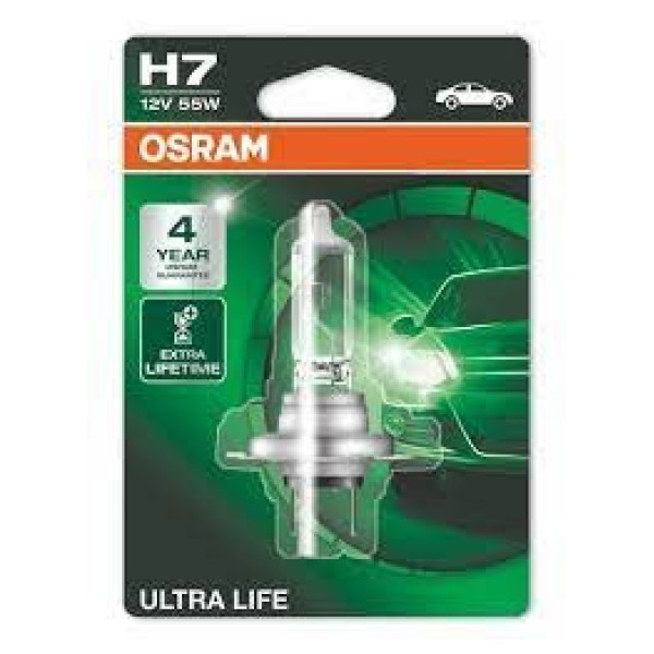OSRAM automašīnas spuldze, ULTRA LIFE H7 55W 12V PX26D, 1 gab.