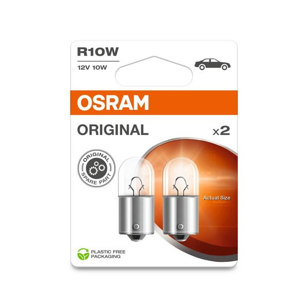 OSRAM automašīnu spuldzes 10W 12V BA15S, 2 gab.