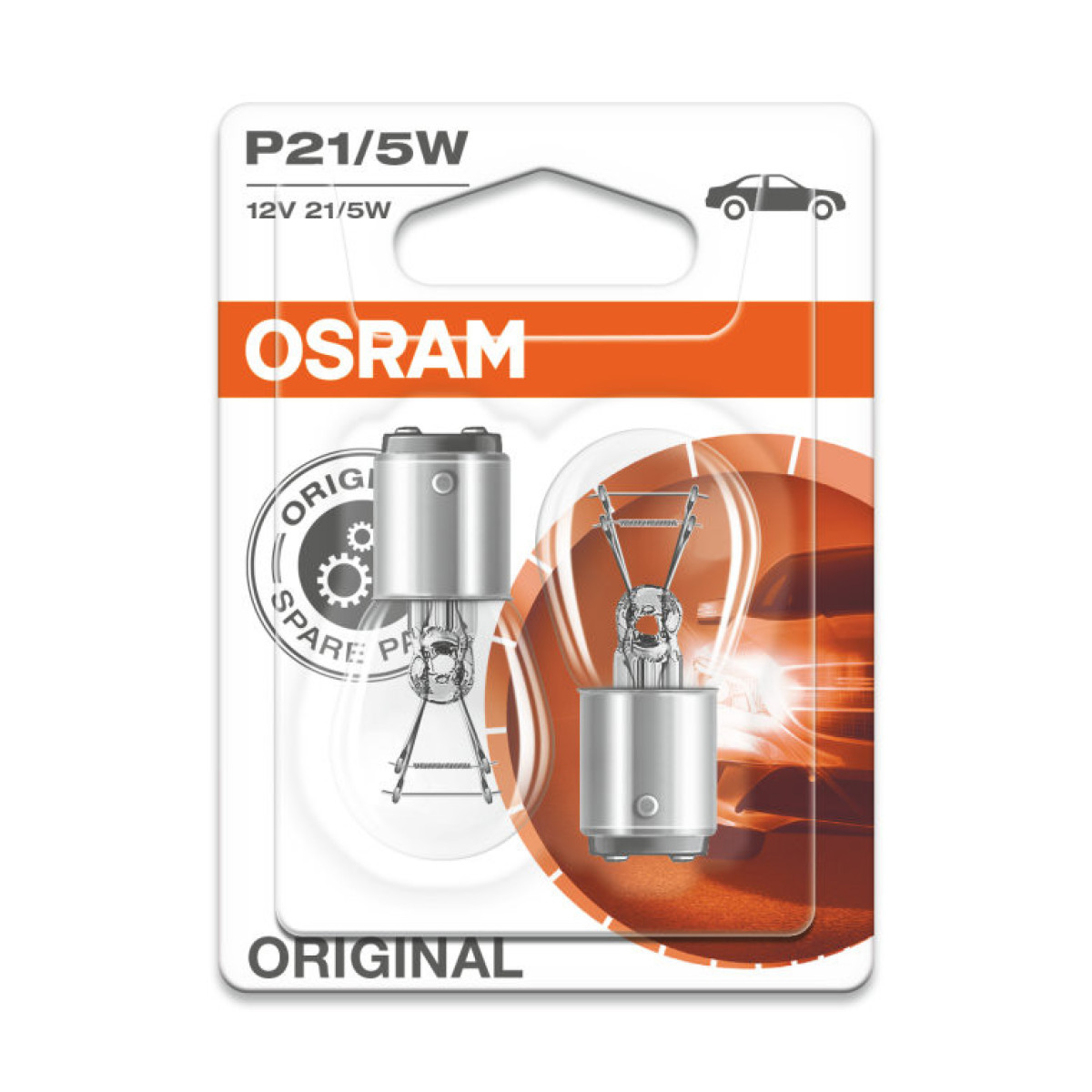 OSRAM automašīnu spuldzes 21/5W 12V BAY15D, 2 gab.