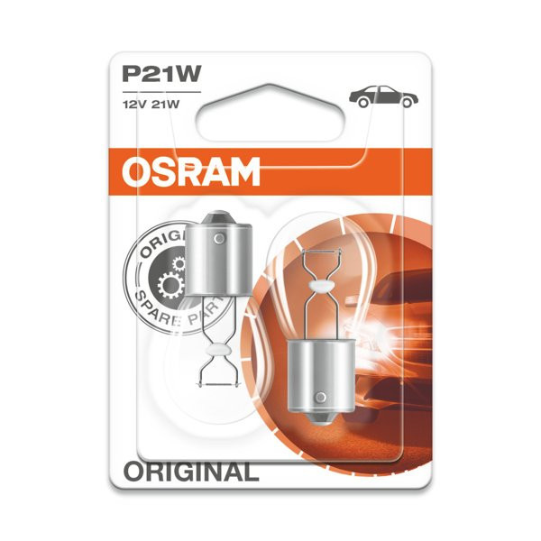 OSRAM automašīnu spuldzes 21W 12V BA15S, 2 gab.