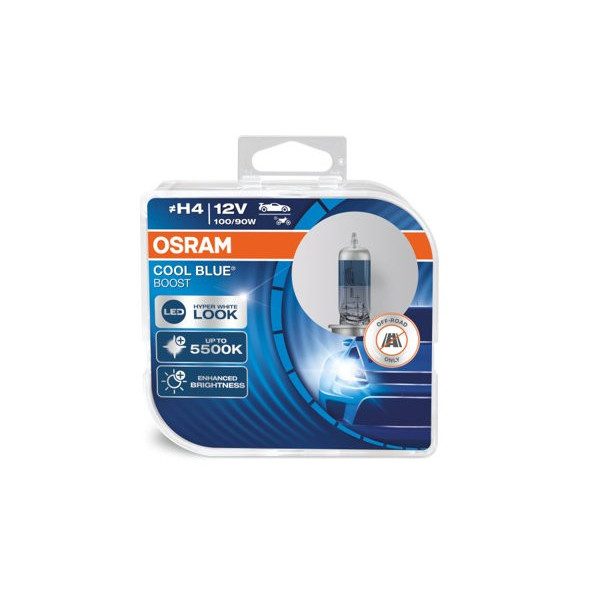 OSRAM automašīnu spuldzes COOL BLUE BOOST H4 100/90W 12V P43T, 2 gab.