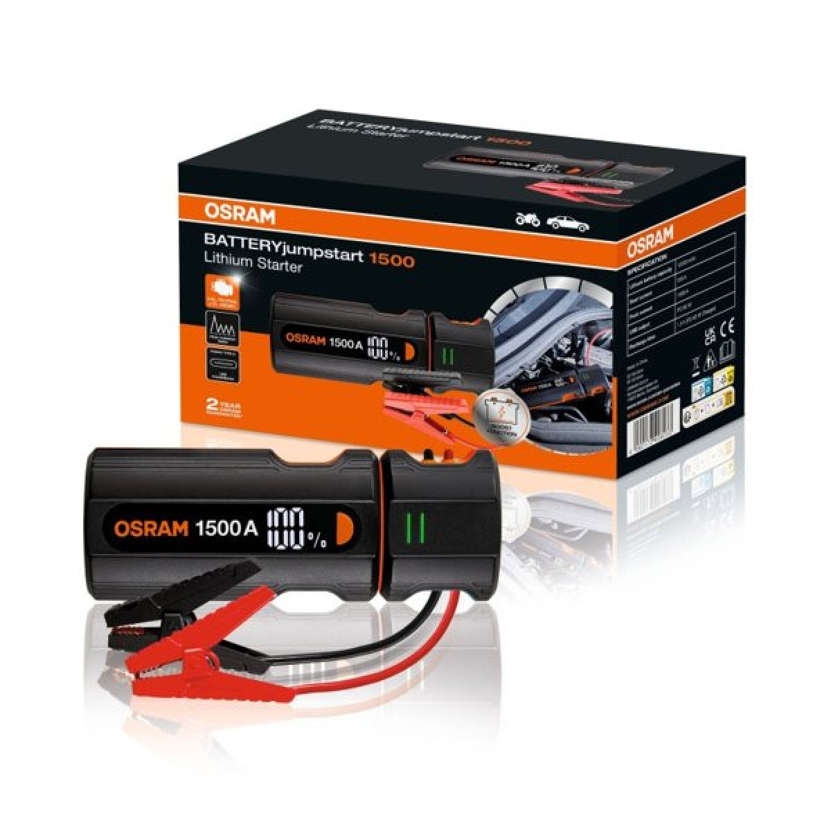 OSRAM Battery jumpstart 1500 (OJS030), automašīnas palaišanas ierīce, 1500 A 12000 mAh