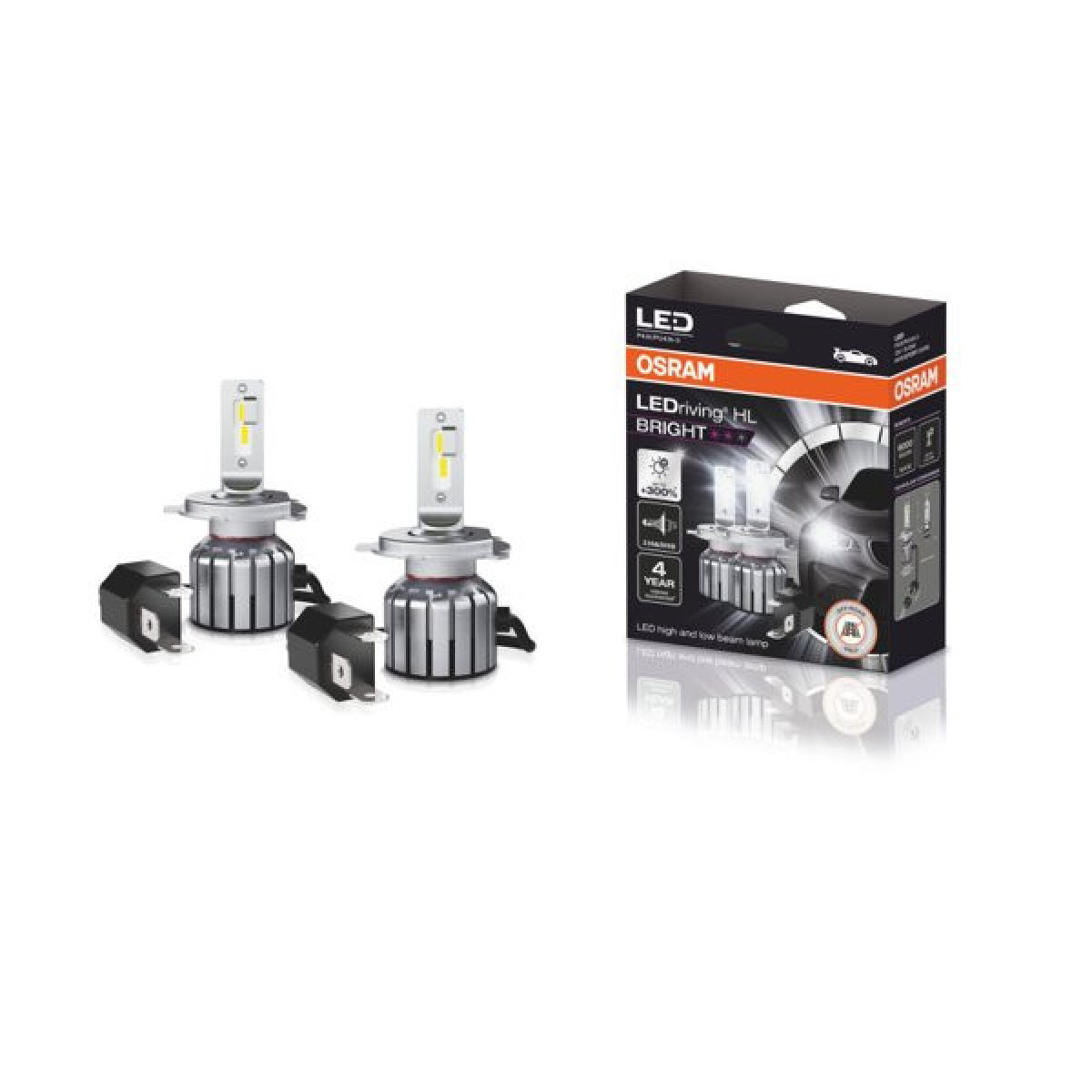 OSRAM LED automašīnu spuldzes H4 15W 12V P43T 4X2, 2 gab.