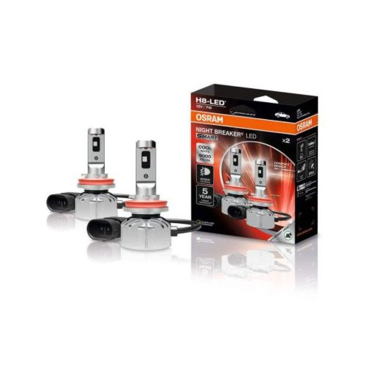 OSRAM automašīnu spuldzes NIGHT BREAKER LED H8 Street Legal Smart 7W 6000K, 2 gab.