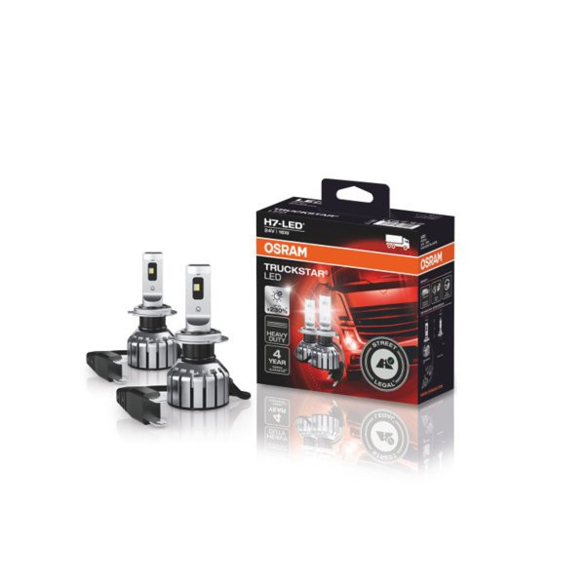 OSRAM TRUCKSTAR LED H7 Street Legal 16W 24V 6000K 150lm, 2 gab.