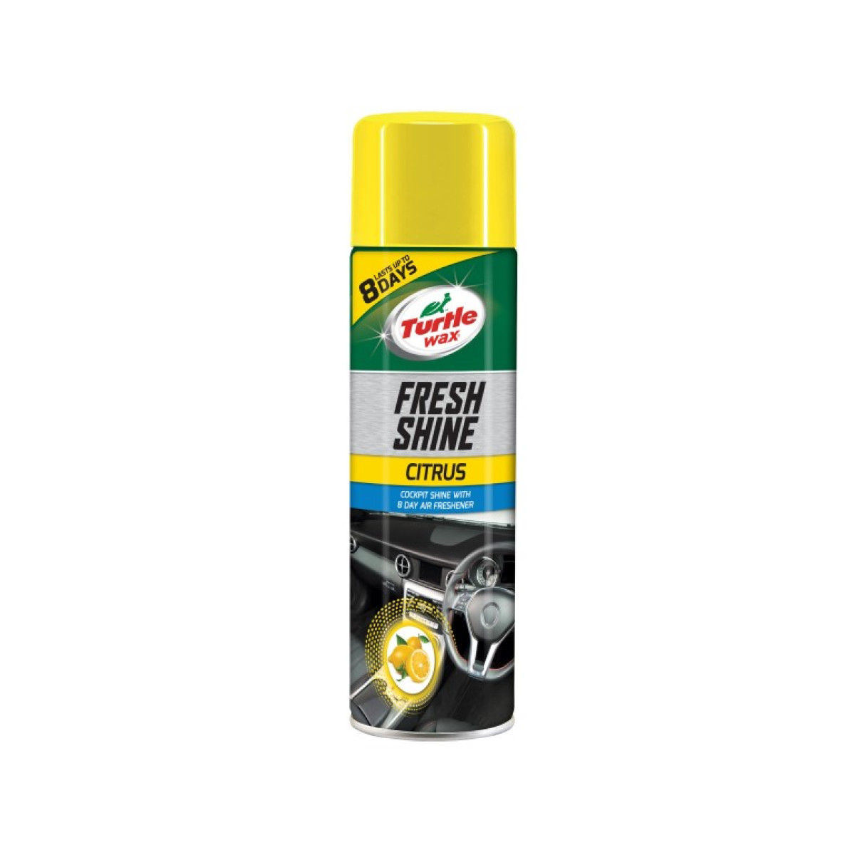 Turtle Wax® paneļa pulēšanas līdzeklis ar gaisa atsvaidzinātāju, CITRONA aromāts, 500 ml Turtle Wax® paneļa pulēšanas līdzeklis ar gaisa atsvaidzinātāju, CITRONA aromāts, 500 ml