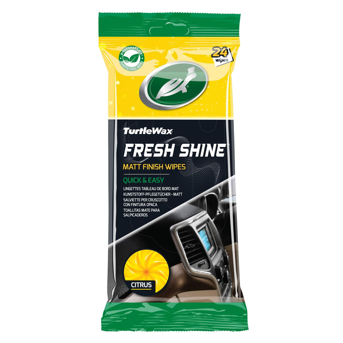 TURTLE WAX Fresh MATT wipes, matētas salona plastmasas salvetes, 24 gab.