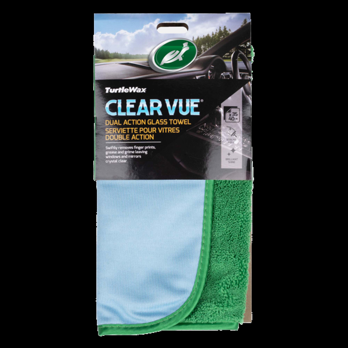 TURTLE WAX Clear vue, divpusēja logu tīrīšanas lupatiņa 35 x 40 cm