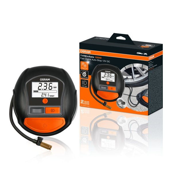 OSRAM TYREinflate 1000, digitālais gaisa kompresors, 15A 5,5bar
