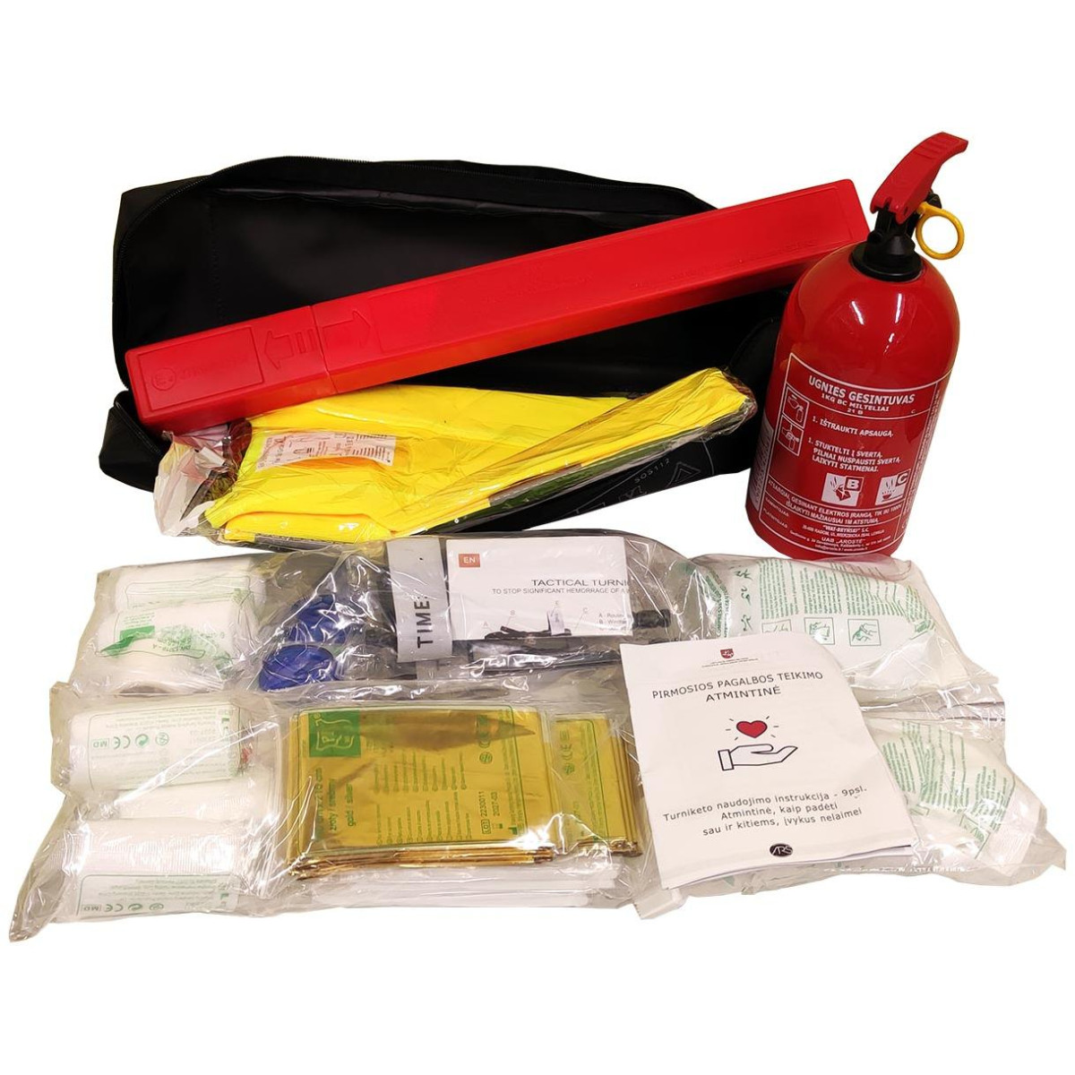 Automobilio saugumo rinkinys LT M2/1BC 1kg ges. av.ž. liem. (Naujos sudėties vaistinėlė)