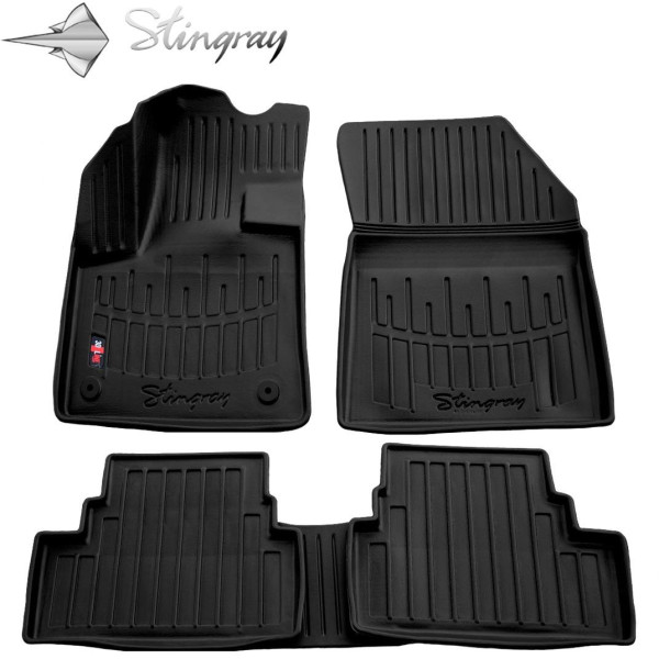 Gumijas 3D paklājiņi PEUGEOT 3008 2016-2020g. 5gab. / melna / 5016035 / ar paaugstinātām malām