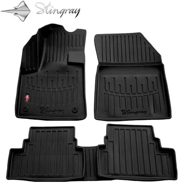 Gumijas 3D paklājiņi PEUGEOT 3008 2016-2020g. 5gab. / melna / 5016035 / ar paaugstinātām malām