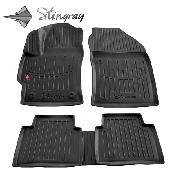 Gumijas 3D paklājiņi TOYOTA Corolla E210 no 2018g. 5gab. / melna / 5022125 / ar paaugstinātām malām