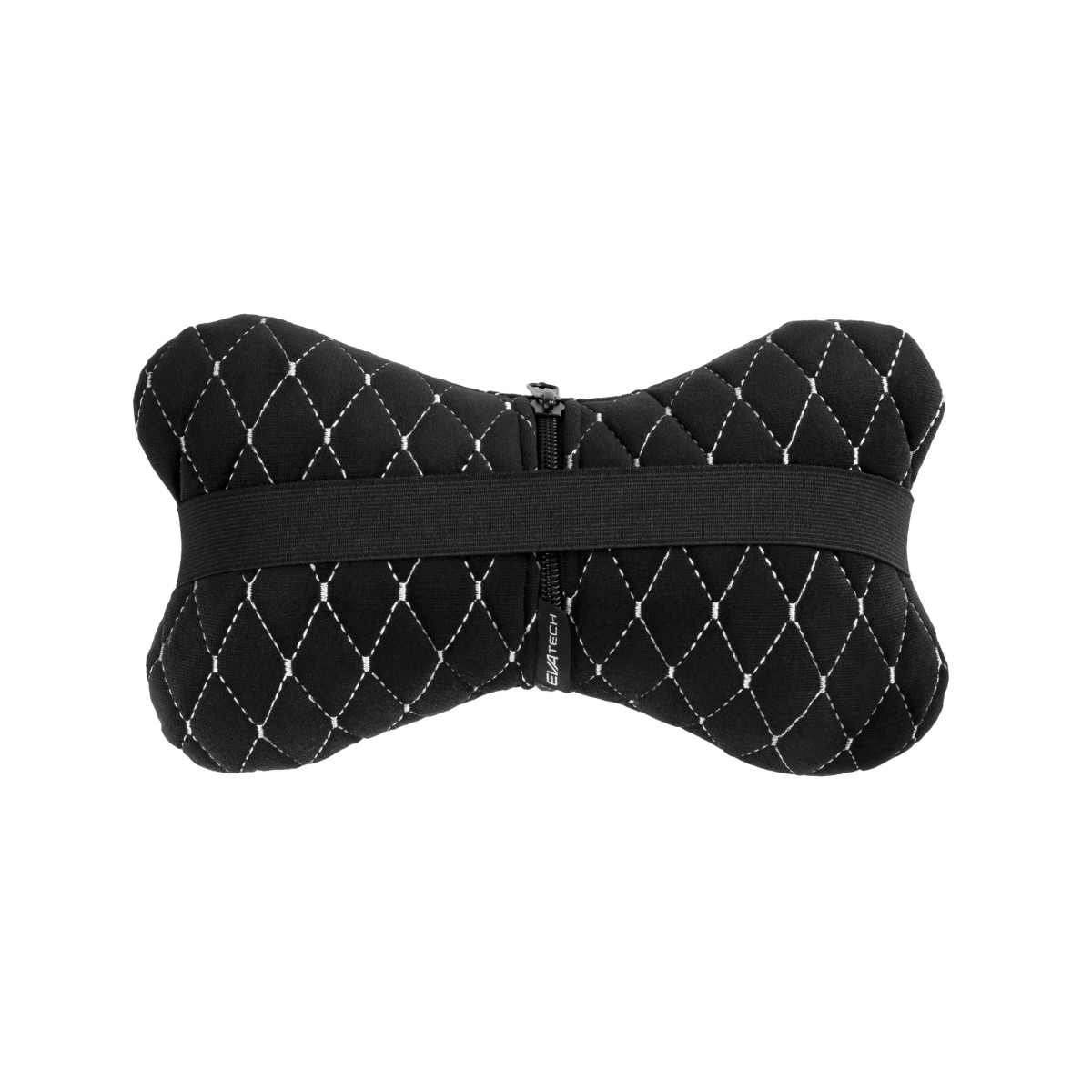 EVAtech Auto Kakla Spilvens 27x16 cm - melna / baltas šuvums EVAtech Auto Kakla Spilvens 27x16 cm - melna / baltas šuvums