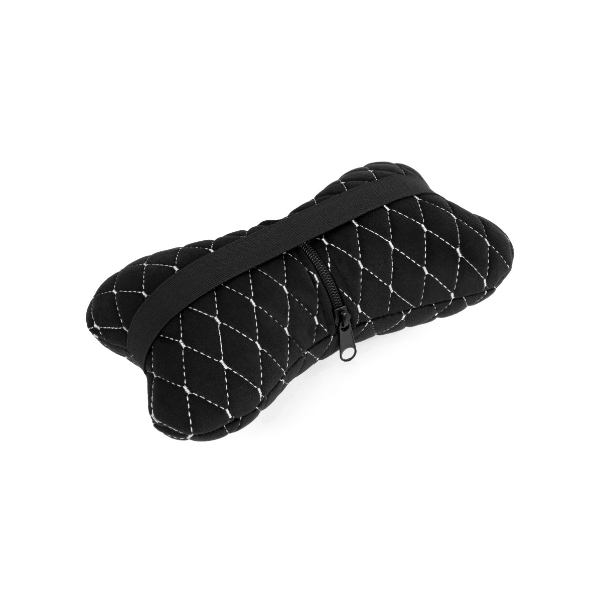 EVAtech Auto Kakla Spilvens 27x16 cm - melna / baltas šuvums EVAtech Auto Kakla Spilvens 27x16 cm - melna / baltas šuvums
