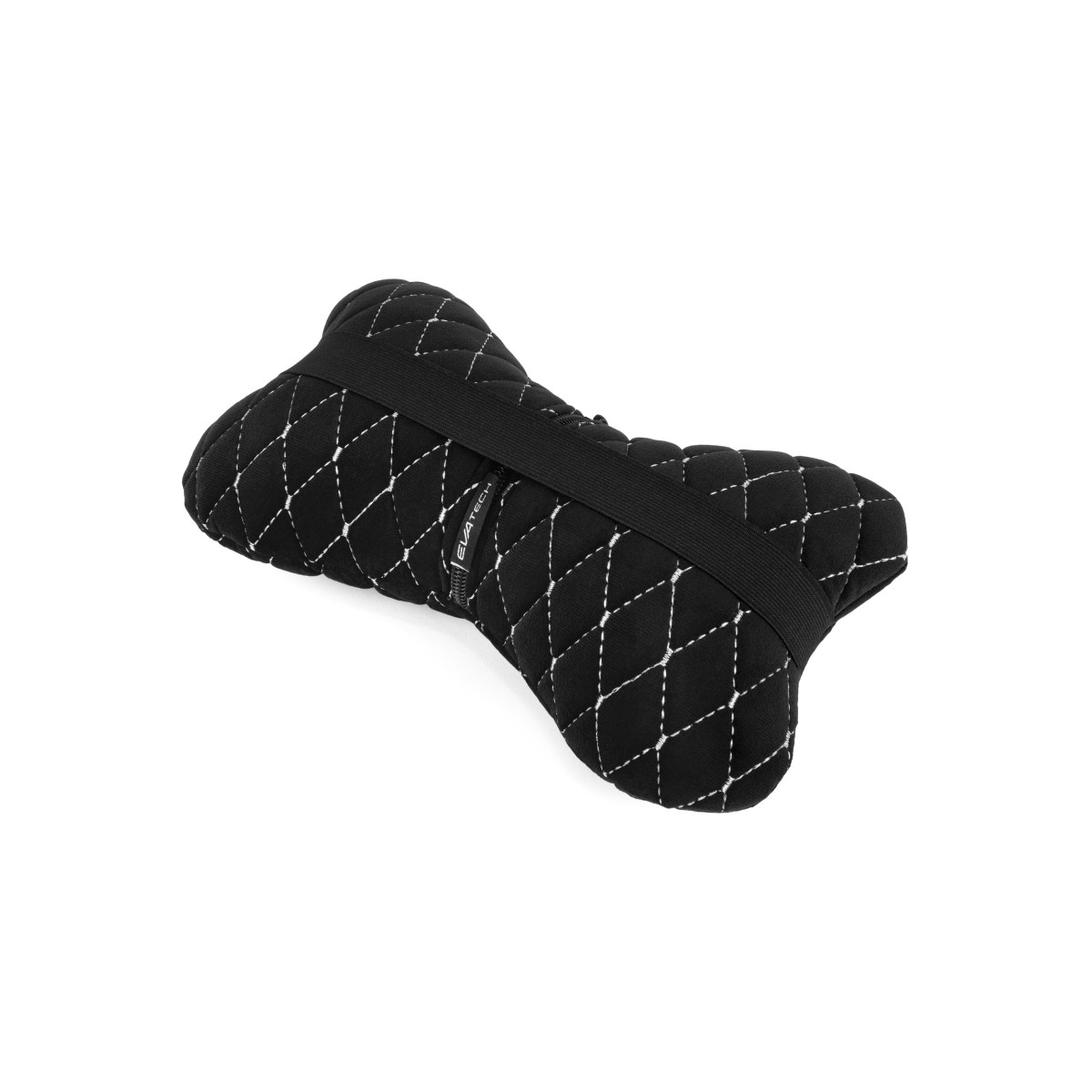EVAtech Auto Kakla Spilvens 27x16 cm - melna / baltas šuvums EVAtech Auto Kakla Spilvens 27x16 cm - melna / baltas šuvums