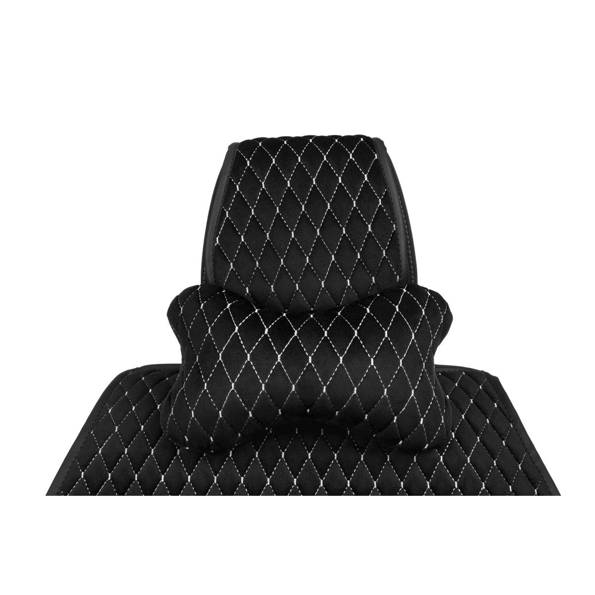 EVAtech Auto Kakla Spilvens 27x16 cm - melna / baltas šuvums EVAtech Auto Kakla Spilvens 27x16 cm - melna / baltas šuvums