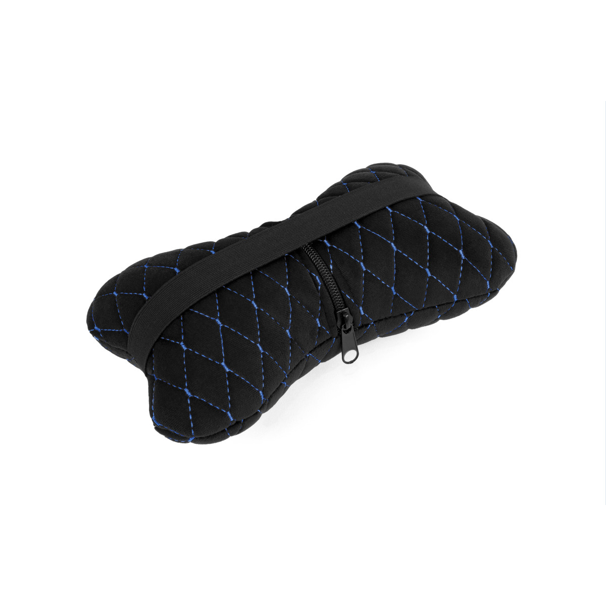 EVAtech Auto Kakla Spilvens 27x16 cm - melna / zils šuvums EVAtech Auto Kakla Spilvens 27x16 cm - melna / zils šuvums