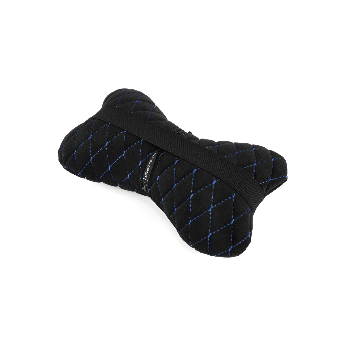 EVAtech Auto Kakla Spilvens 27x16 cm - melna / zils šuvums EVAtech Auto Kakla Spilvens 27x16 cm - melna / zils šuvums