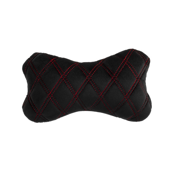 EVAtech Auto Kakla Spilvens 27x16 cm - melna / sarkans šuvums