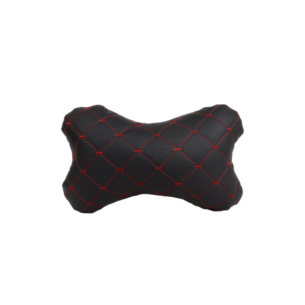 EVAtech ECO Auto Kakla Spilvens 27x16 cm - melna / sarkans šuvums