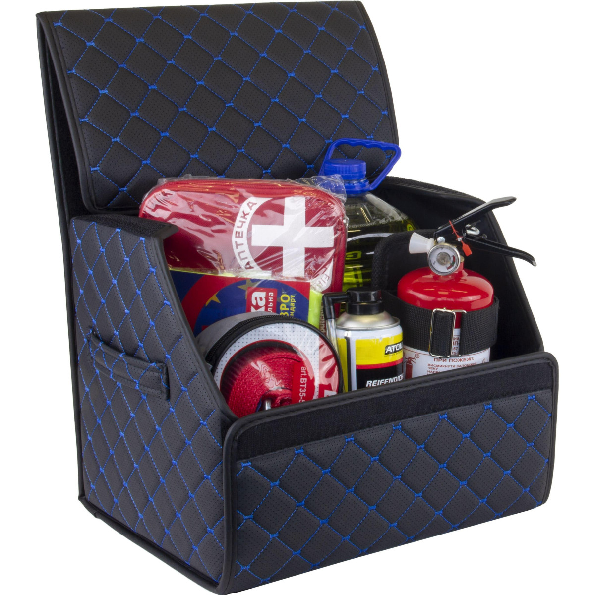 EVAtech Bagāžas nodalījuma organizators ECO S 30x30x35 cm - melna / melnas malas / zils šuvums / melns iekšpuse