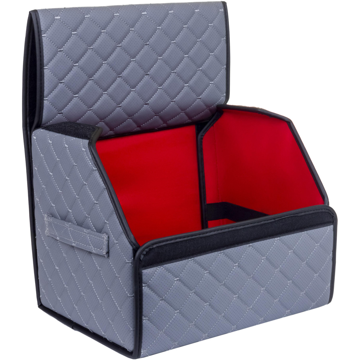 EVAtech Bagāžas nodalījuma organizators ECO S 30x30x35 cm - pelēks / melnas malas / pelēkas šuvums / sarkans iekšpuse