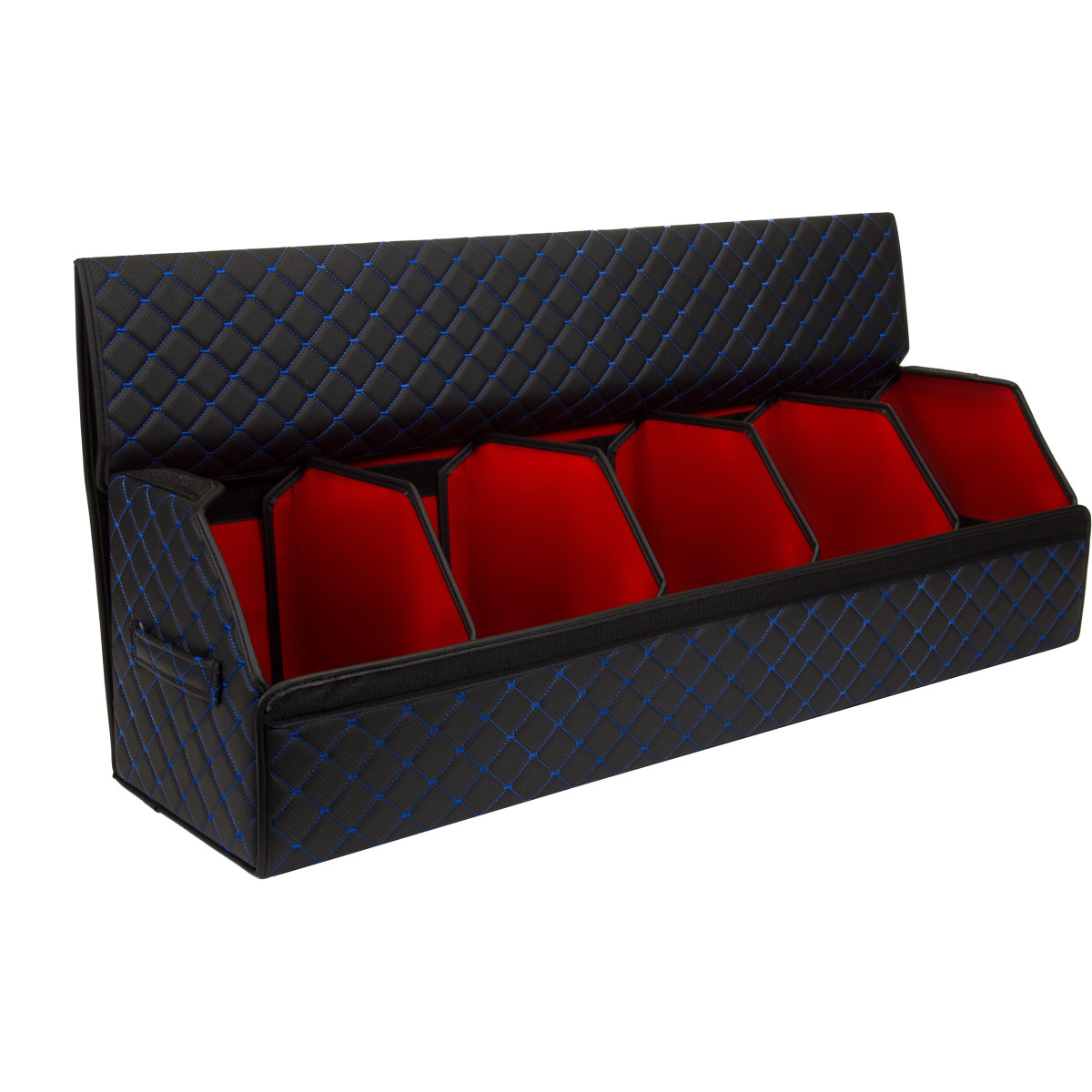 EVAtech Bagāžas nodalījuma organizators ECO XXL 30x30x100 cm - melna / melnas malas / zils šuvums / sarkans iekšpuse