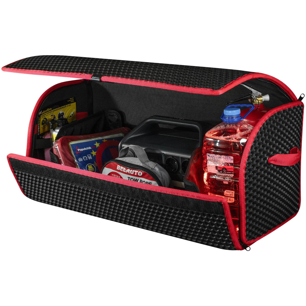 EVAtech Bagāžas nodalījuma organizators PRO L 32x75x30 cm - melna / sarkans malas