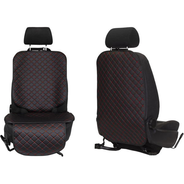 EVAtech ECO Auto Sēdekļa Aizsargu Komplekts - melna / melnas malas / sarkans šuvums