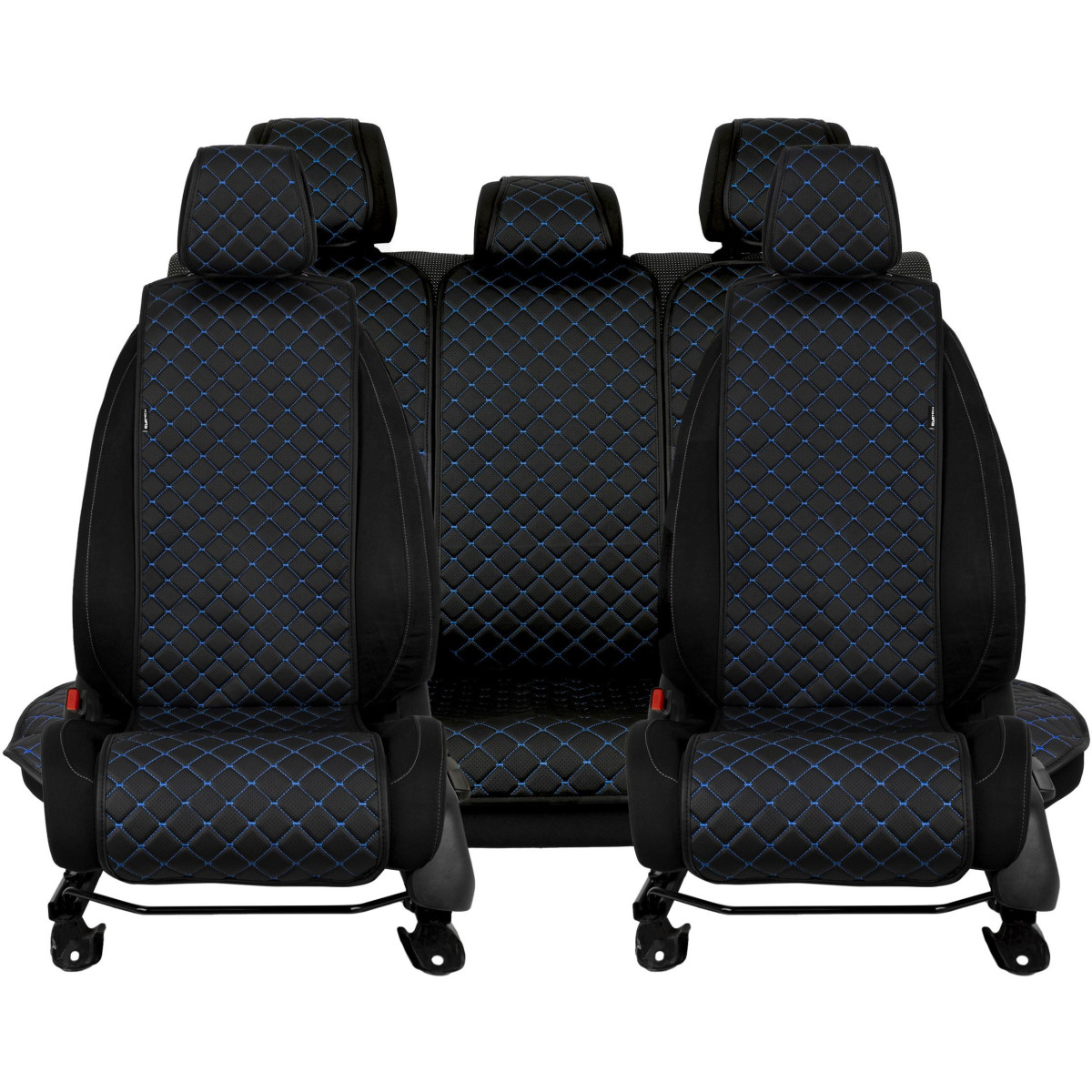 EVAtech ECO Basic sēdekļu pārvalki, 3gab. - melna / melnas malas / zils šuvums