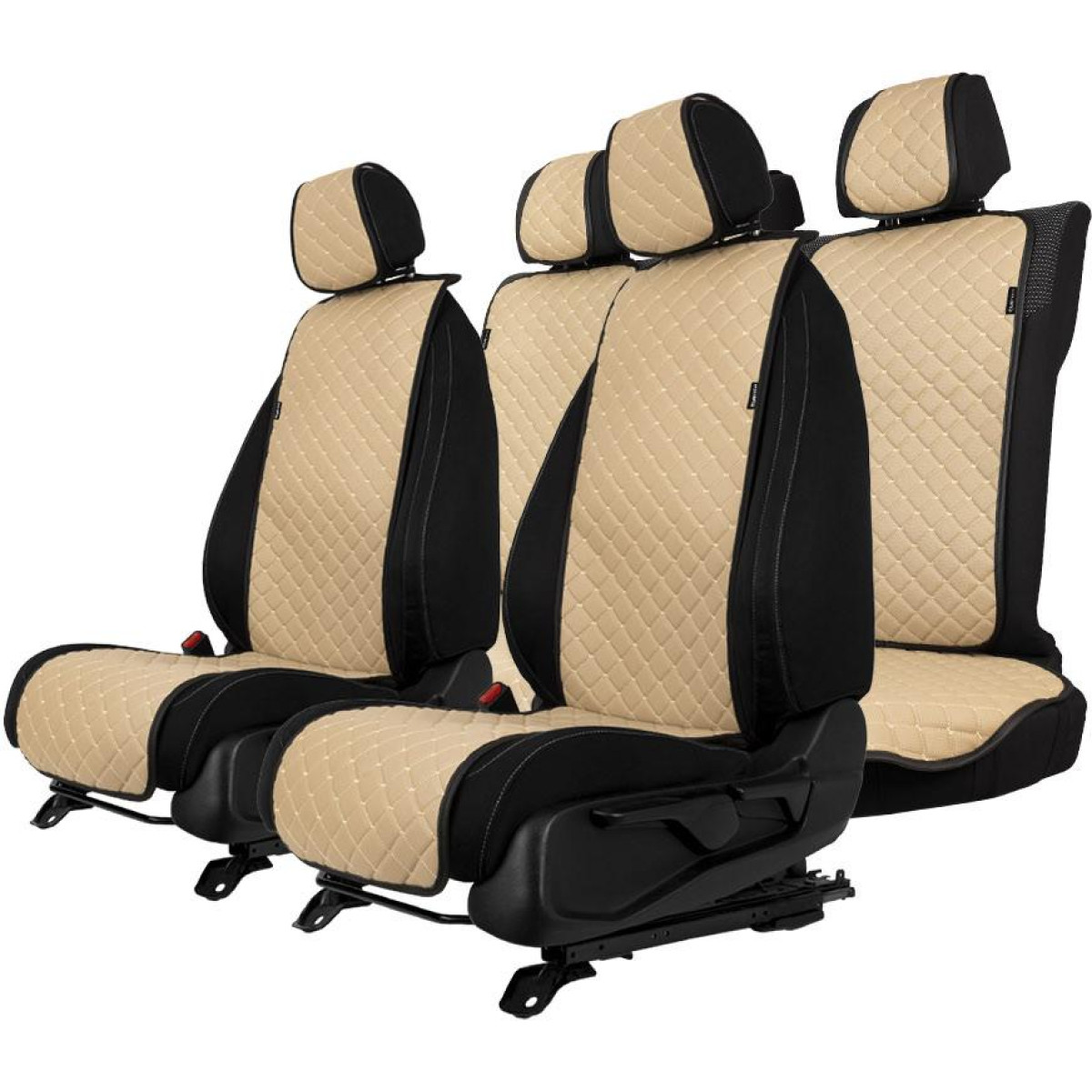 EVAtech ECO Basic sēdekļu pārvalki, 3gab. - smilšu / melnas malas / smilšu šuvums