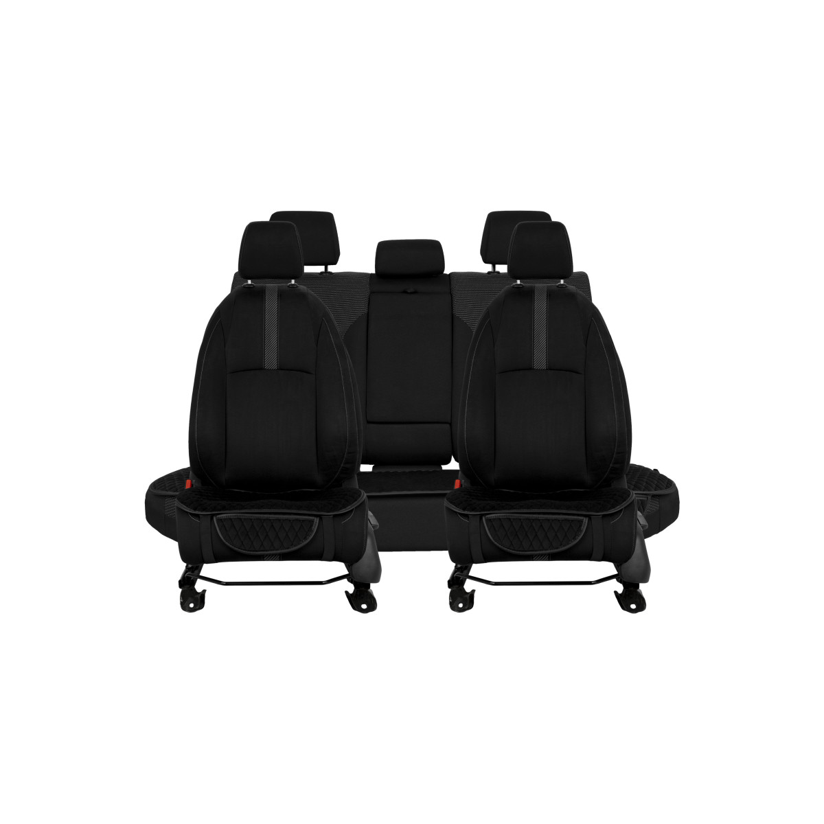 EVAtech sēdekļu spilvenu pārvalki, 3gab. - melna / melnas malas / melnas šuvums