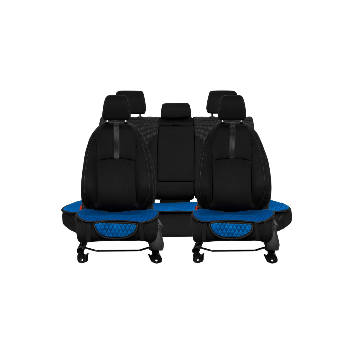 EVAtech sēdekļu spilvenu pārvalki, 3gab. - zils / melnas malas / zils šuvums