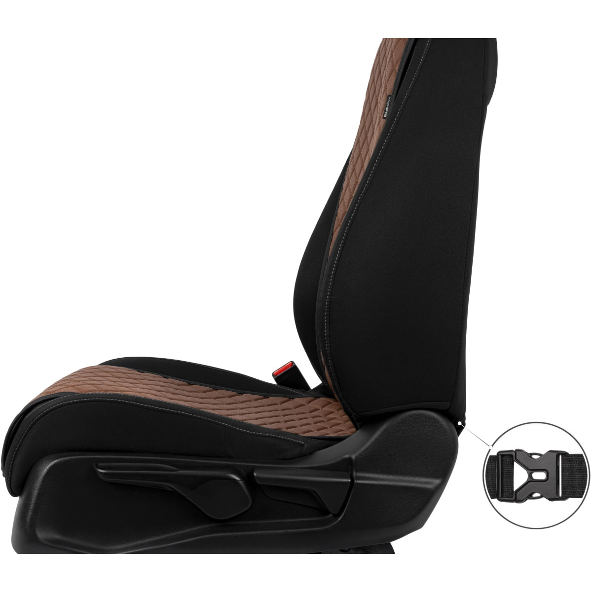 EVAtech ECO Basic sēdekļu pārvalki, 2gab.- brūns / melnas malas / brūnas šuvums EVAtech ECO Basic sēdekļu pārvalki, 2gab.- brūns / melnas malas / brūnas šuvums