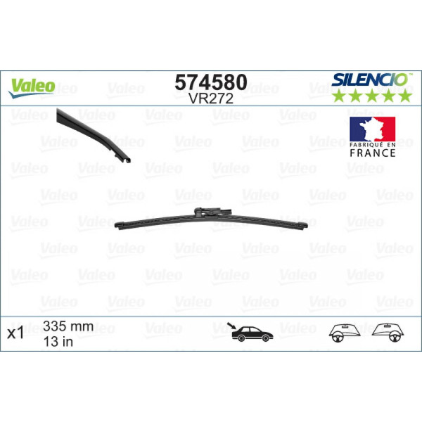 Aizmugures tīrītājs Valeo Silencio Rear VR272, 335 mm